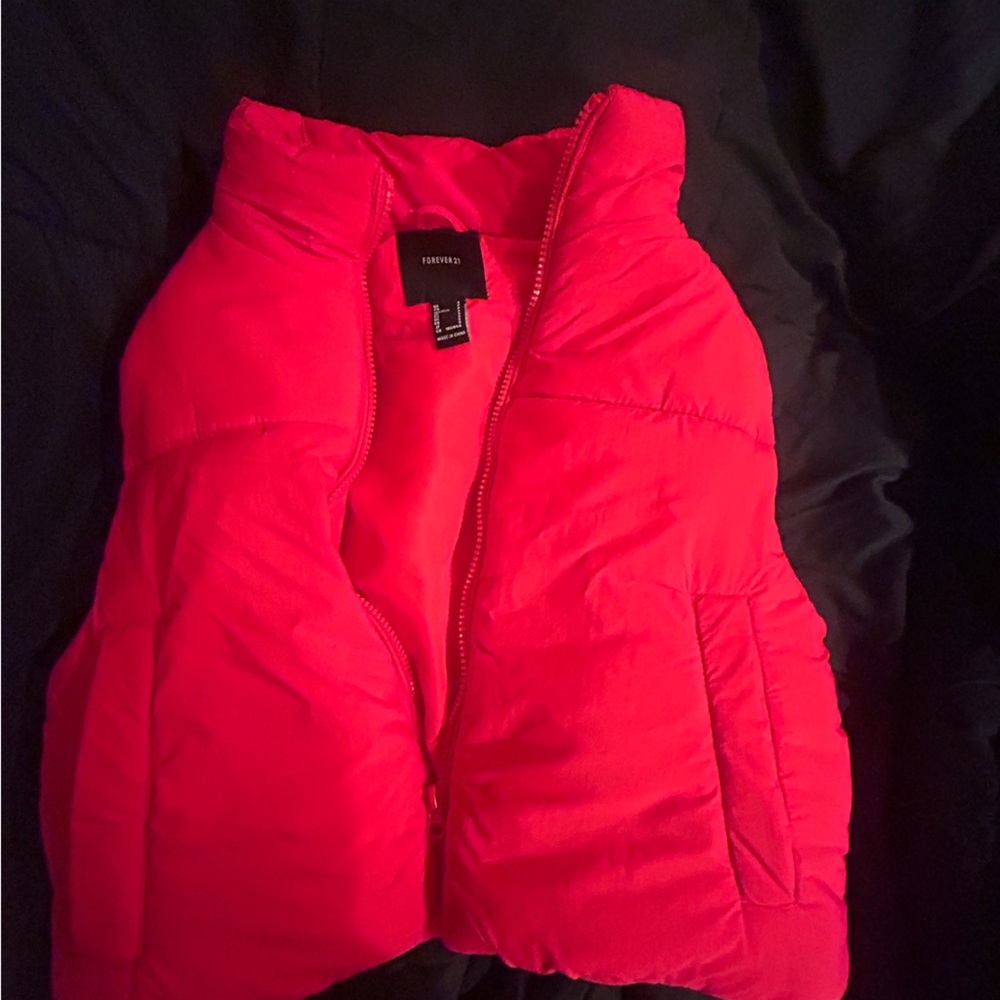 Forever 21 Red Puffer Vest